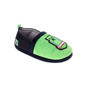 Kids Plush Green and Black Slippers